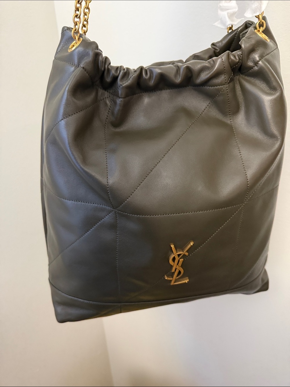 YSL Green Leather  Large Jamie Bag